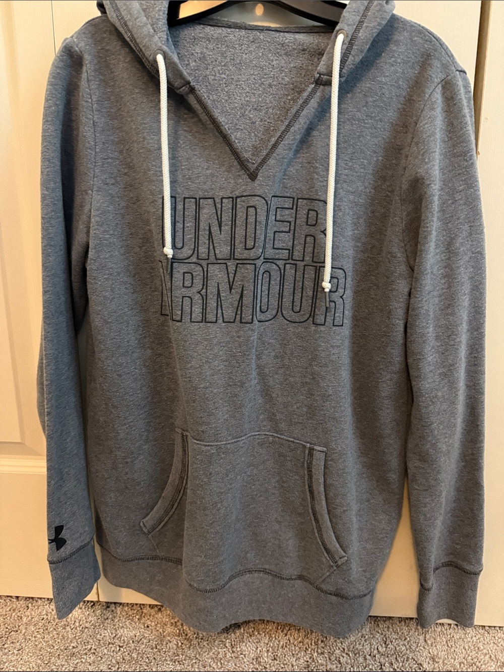 Under Armour Gray Hooded Pullover with Front Pocket